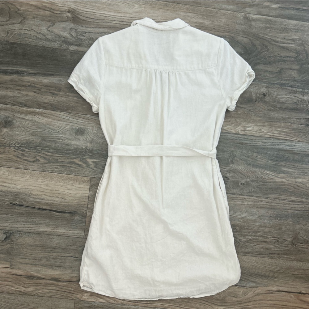 Abercrombie & Fitch white linen blend short sleeve collared dress size small - Picture 2 of 3
